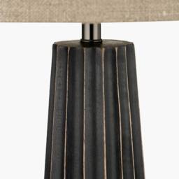 Ruma Mango Wood Textured Cone Table Lamp in Black - thumbnail 4