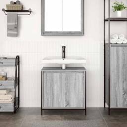Berkfield Home Bathroom Basin Cabinet Grey Sonoma 60x34.5x60 cm - thumbnail 3
