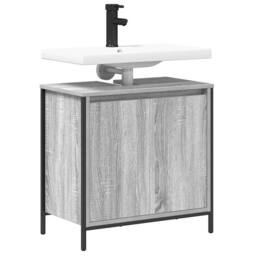 Berkfield Home Bathroom Basin Cabinet Grey Sonoma 60x34.5x60 cm - thumbnail 4