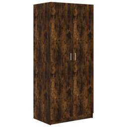 Berkfield Home Wardrobe Smoked Oak 80x50x180 cm Engineered Wood in Brown - Size: 80 x 50 x 180 cm - thumbnail 1