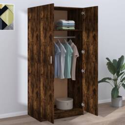 Berkfield Home Wardrobe Smoked Oak 80x50x180 cm Engineered Wood in Brown - Size: 80 x 50 x 180 cm - thumbnail 5