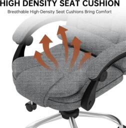 Gartistgo Ergonomic Fabric Executive Office Chair in Mid Grey - thumbnail 7