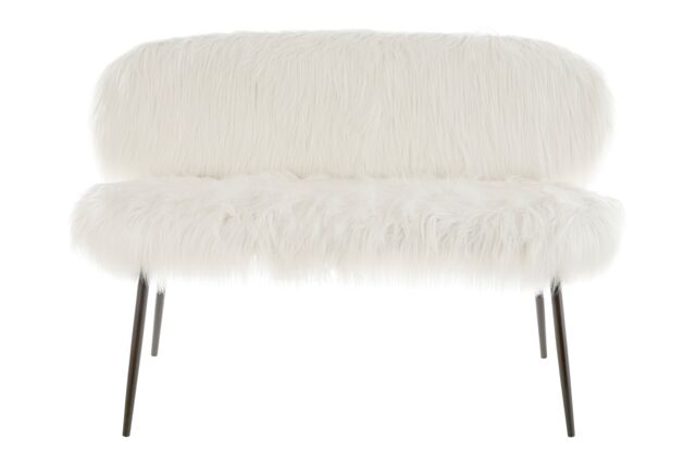 Orsina Soft Faux Sofa With Black Legs, Sleek Modern Sofa For Livingroom, Contemporary Design Two Seater Sofa in White - image 1