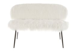 Orsina Soft Faux Sofa With Black Legs, Sleek Modern Sofa For Livingroom, Contemporary Design Two Seater Sofa in White