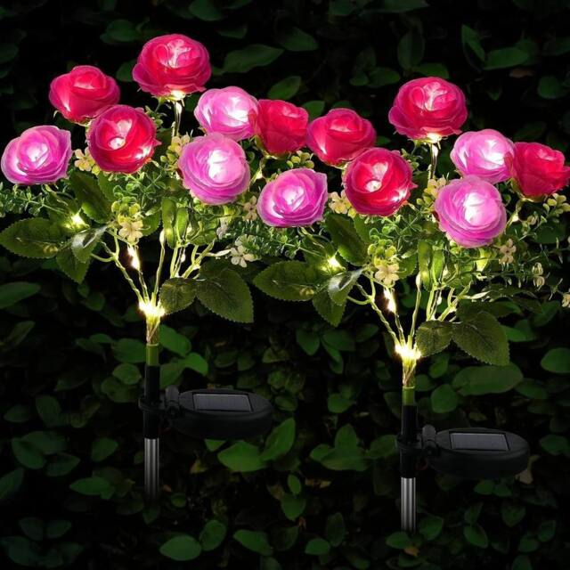 Havendro 2 Pack Purple rose Solar Powered Lights Outdoor Garden - image 1