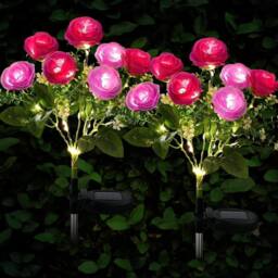 Havendro 2 Pack Purple rose Solar Powered Lights Outdoor Garden - thumbnail 1