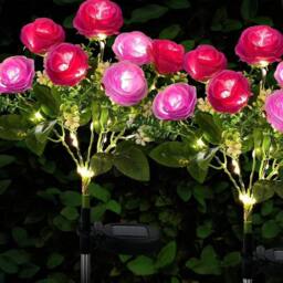 Havendro 2 Pack Purple rose Solar Powered Lights Outdoor Garden - thumbnail 2