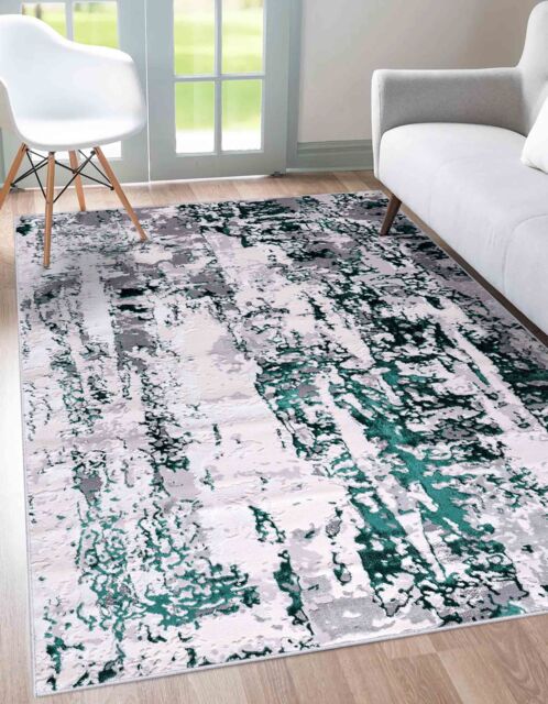 Smart Living Modern Emperor Thick Area Rug for Bedroom, Living Room, Hallway Runner in Aqua - Size: 60 cm x 220 cm - image 1