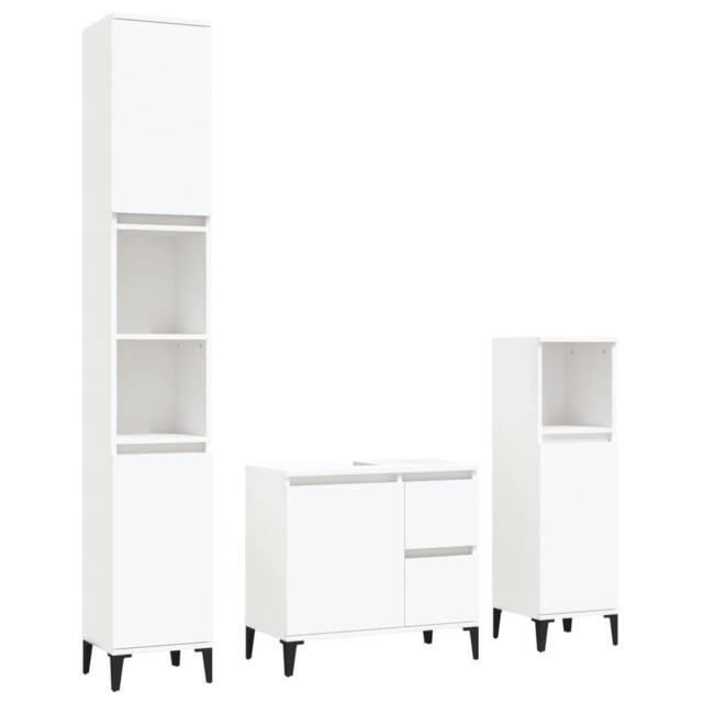 Berkfield Home 3 Piece Bathroom Cabinet Set White Engineered Wood - image 1