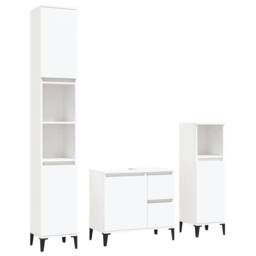 Berkfield Home 3 Piece Bathroom Cabinet Set White Engineered Wood - thumbnail 1