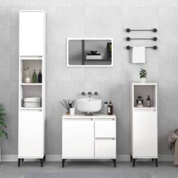 Berkfield Home 3 Piece Bathroom Cabinet Set White Engineered Wood - thumbnail 2