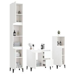 Berkfield Home 3 Piece Bathroom Cabinet Set White Engineered Wood - thumbnail 4