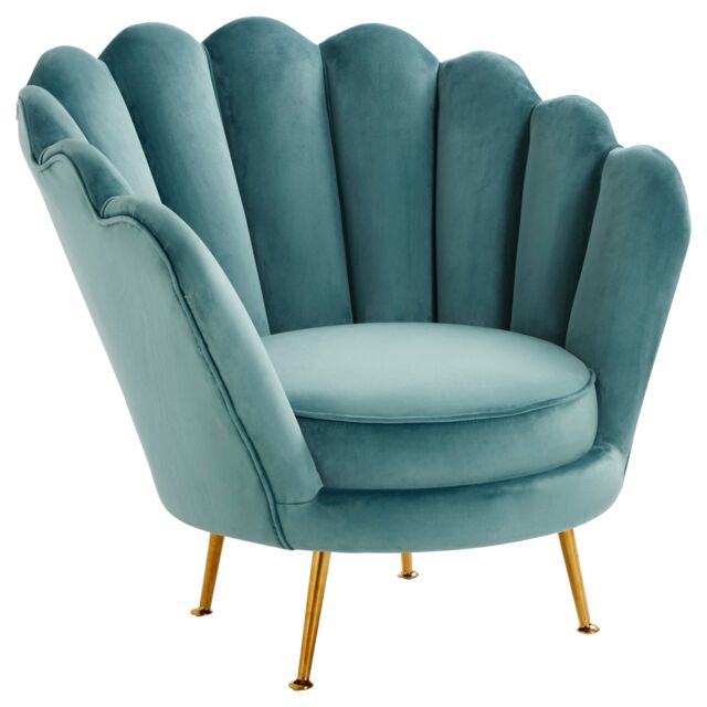 Orsina Glamorous Design Pink Scalloped Chair, Sturdy Occassional Arm Chair, Stylish Armchair For Livingroom in Blue - image 1