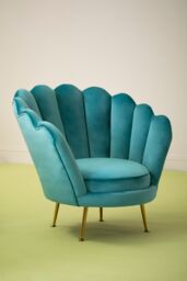 Orsina Glamorous Design Pink Scalloped Chair, Sturdy Occassional Arm Chair, Stylish Armchair For Livingroom in Blue - thumbnail 4