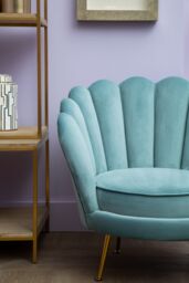 Orsina Glamorous Design Pink Scalloped Chair, Sturdy Occassional Arm Chair, Stylish Armchair For Livingroom in Blue - thumbnail 3