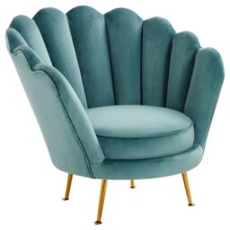 Orsina Glamorous Design Pink Scalloped Chair, Sturdy Occassional Arm Chair, Stylish Armchair For Livingroom in Blue - thumbnail 6