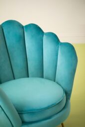 Orsina Glamorous Design Pink Scalloped Chair, Sturdy Occassional Arm Chair, Stylish Armchair For Livingroom in Blue - thumbnail 5