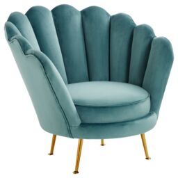 Orsina Glamorous Design Pink Scalloped Chair, Sturdy Occassional Arm Chair, Stylish Armchair For Livingroom in Blue - thumbnail 1