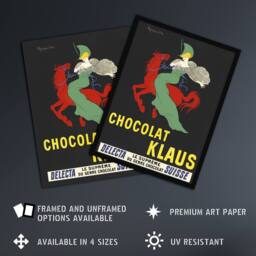 "Artery8 Klaus Chocolate Vintage Advert Vintage Wall Art Print Cappiello in Black - Size: W12"" x H16""" - thumbnail 2