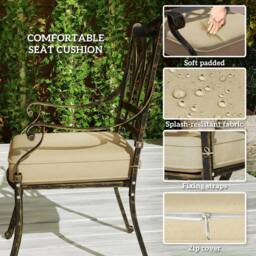 OUTSUNNY 9 Pieces Cast Aluminium Garden Dining Set with Parasol Hole, Bronze - thumbnail 5