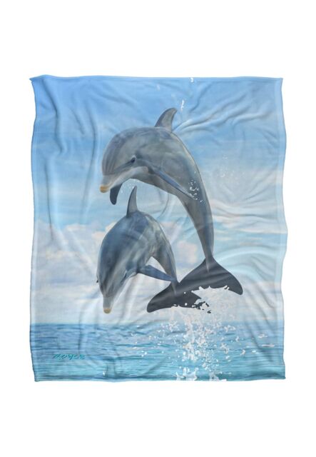 JQ Licensing Royce Mcclure Dolphin Jumpers Silky Touch Super Soft Throw Blanket 152 X 127 cm in White - image 1