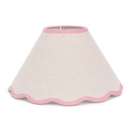 ValueLights Florie Natural Linen Small Tapered Lamp Shade with Scallop Pastel Trim in Pink - thumbnail 2