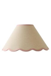 ValueLights Florie Natural Linen Small Tapered Lamp Shade with Scallop Pastel Trim in Pink - thumbnail 6