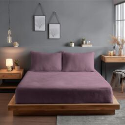 Snug City Teddy Fitted Sheet 30cm Extra Deep Soft Cuddly Soft Touch Bedding in Lilac - Size: King