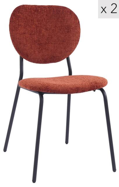 Nordlys Set of 2 Scandinavian Dining Chairs with Metal Buttoned Backrests in Red - image 1
