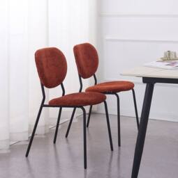 Nordlys Set of 2 Scandinavian Dining Chairs with Metal Buttoned Backrests in Red - thumbnail 3
