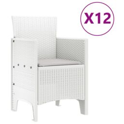 Berkfield Home 13 Piece Garden Dining Set with Cushions White Poly Rattan - thumbnail 5