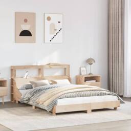 Berkfield Home Decorative Bed Frame without Mattress 120x190 cm Small Double Sol in Natural - thumbnail 2