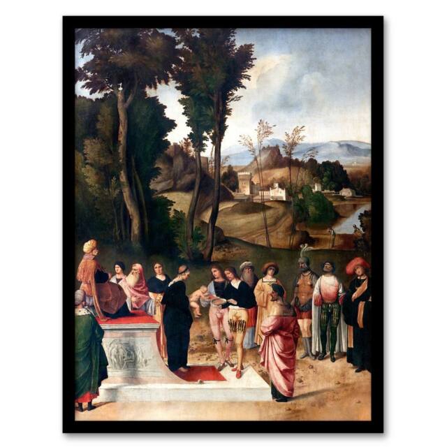 Artery8 Giorgione Moses Undergoing Trial by Fire Framed Wall Art Print - Size: A4 - image 1