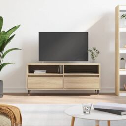 Berkfield Home TV Cabinet Sonoma Oak 100x34.5x44.5 cm Engineered Wood in Brown - thumbnail 1