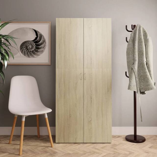 Berkfield Home Shoe Cabinet Sonoma Oak 80x35.5x180 cm Engineered Wood in Brown - image 1