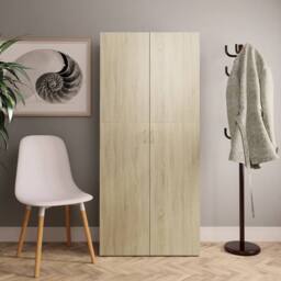 Berkfield Home Shoe Cabinet Sonoma Oak 80x35.5x180 cm Engineered Wood in Brown - thumbnail 1