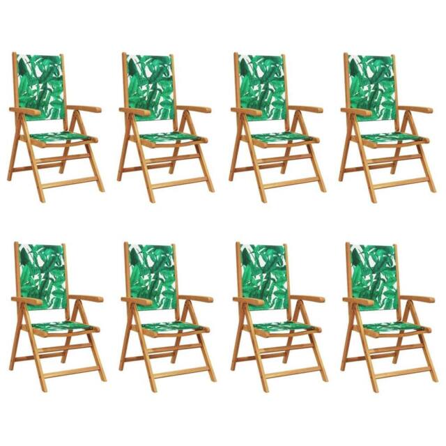 Berkfield Home Reclining Garden Chairs 8 pcs Green Fabric & Solid Wood - image 1