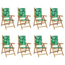 Berkfield Home Reclining Garden Chairs 8 pcs Green Fabric & Solid Wood - thumbnail 1