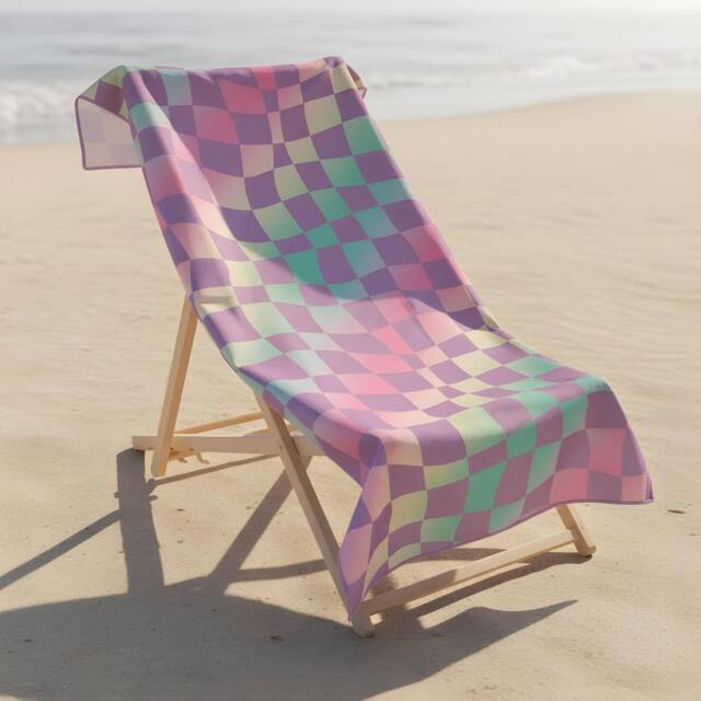 OHS Checkerboard Beach Towel Bath Travel Quick Dry Microfibre Absorbent - image 1