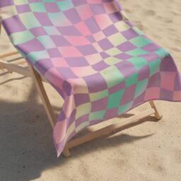 OHS Checkerboard Beach Towel Bath Travel Quick Dry Microfibre Absorbent - thumbnail 2