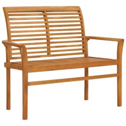 Berkfield Home Garden Bench 112 cm Solid Teak Wood in Brown - thumbnail 1