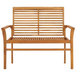 Berkfield Home Garden Bench 112 cm Solid Teak Wood in Brown - thumbnail 2