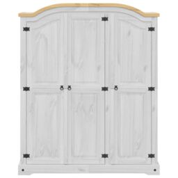 Berkfield Home Wardrobe Corona White 151.5x52x186 cm Solid Wood Pine - thumbnail 4