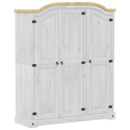 Berkfield Home Wardrobe Corona White 151.5x52x186 cm Solid Wood Pine - thumbnail 2