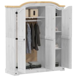 Berkfield Home Wardrobe Corona White 151.5x52x186 cm Solid Wood Pine - thumbnail 3