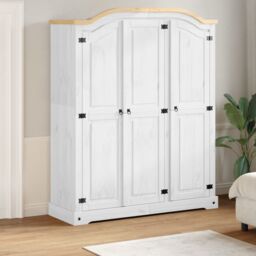 Berkfield Home Wardrobe Corona White 151.5x52x186 cm Solid Wood Pine - thumbnail 1