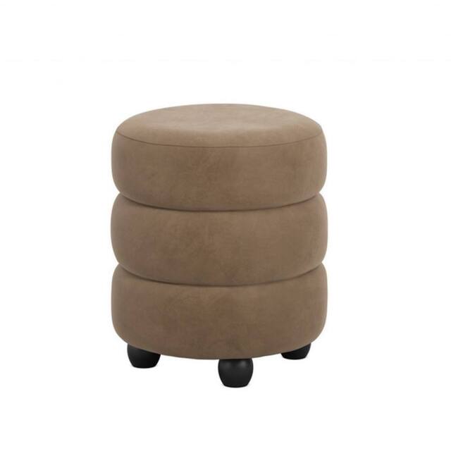 Lemon Pavilion Furniture Emi Pouffe - Velvet/Pine - L43xW43xH49.5 cm - Mole/Black in Brown - image 1