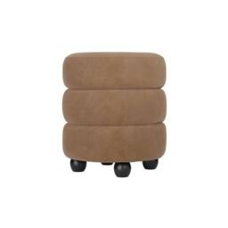 Lemon Pavilion Furniture Emi Pouffe - Velvet/Pine - L43xW43xH49.5 cm - Mole/Black in Brown - thumbnail 3