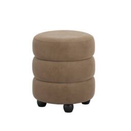 Lemon Pavilion Furniture Emi Pouffe - Velvet/Pine - L43xW43xH49.5 cm - Mole/Black in Brown - thumbnail 1