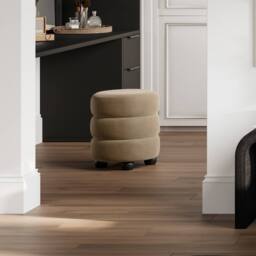 Lemon Pavilion Furniture Emi Pouffe - Velvet/Pine - L43xW43xH49.5 cm - Mole/Black in Brown - thumbnail 5
